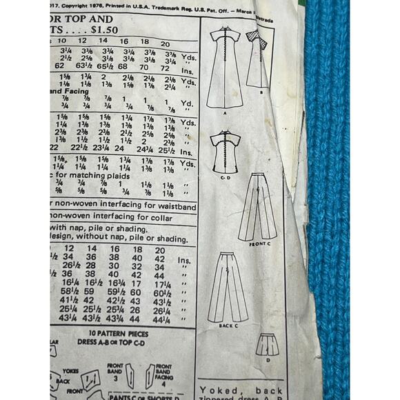 McCalls 4996 pattern Maxi dress top pants or shorts 1970s size 10 - Picture 7 of 7